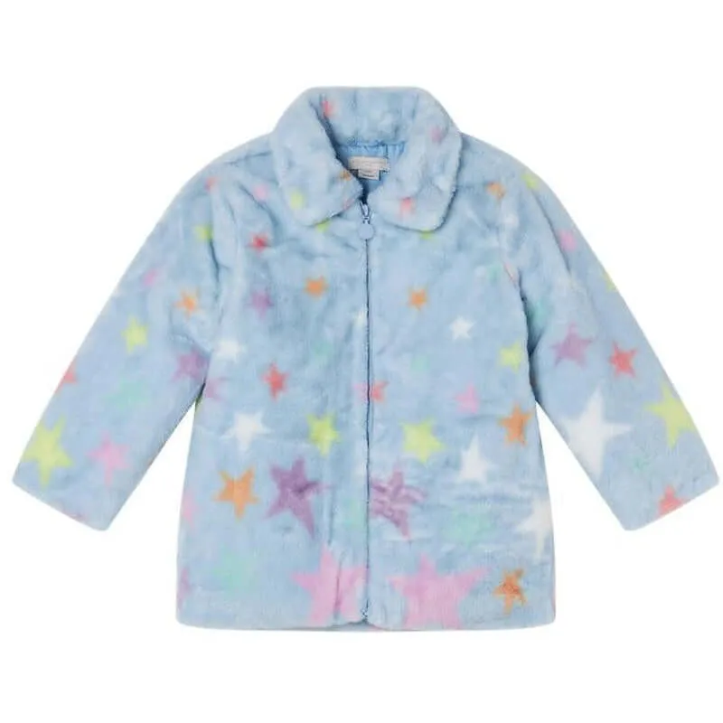 Manteau étoile en fausse fourrure bleu pour filles