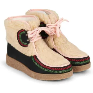 Girls Cream Borg Moccasin Ankle Boots