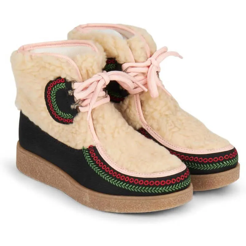 Bottes chevilles mocassin Borg crème pour filles