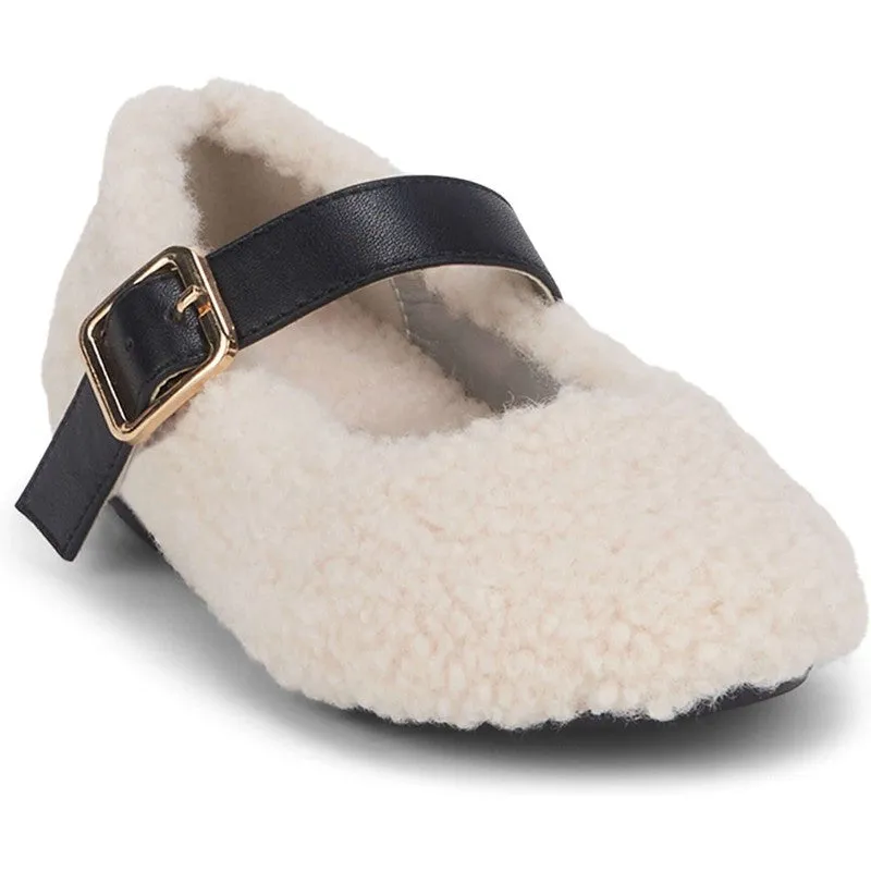 Ballerines en Fausse Fourrure Crème pour Filles