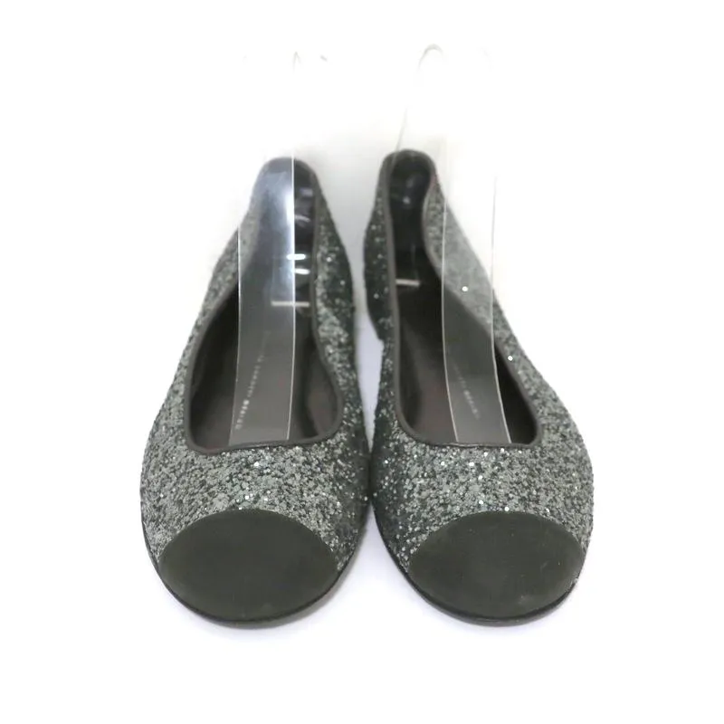 Giuseppe Zanotti Ballerines à Bout Capitonné Pailleté Argent Taille 37