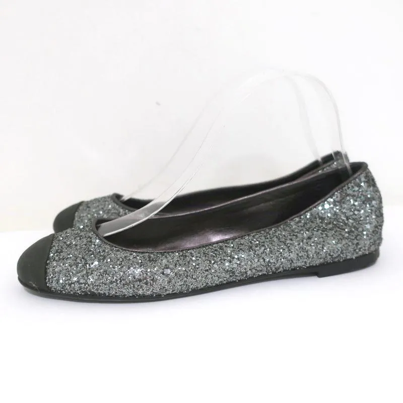 Giuseppe Zanotti Ballerines à Bout Capitonné Pailleté Argent Taille 37