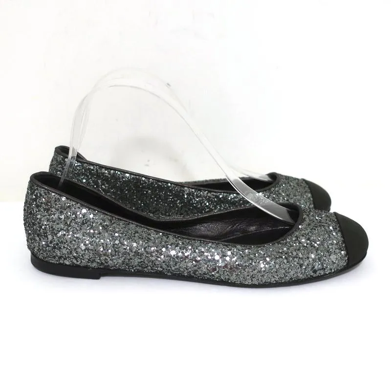 Giuseppe Zanotti Ballerines à Bout Capitonné Pailleté Argent Taille 37