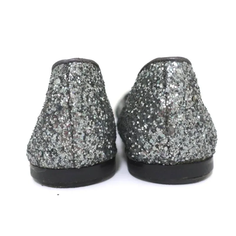 Giuseppe Zanotti Ballerines à Bout Capitonné Pailleté Argent Taille 37
