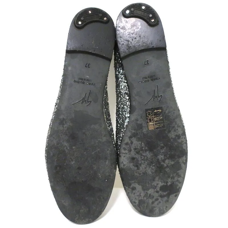 Giuseppe Zanotti Ballerines à Bout Capitonné Pailleté Argent Taille 37