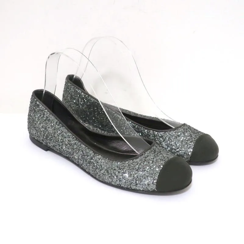 Giuseppe Zanotti Ballerines à Bout Capitonné Pailleté Argent Taille 37