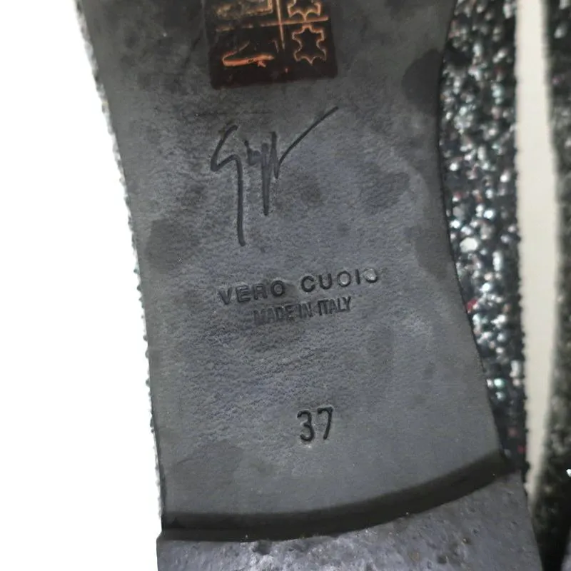 Giuseppe Zanotti Ballerines à Bout Capitonné Pailleté Argent Taille 37