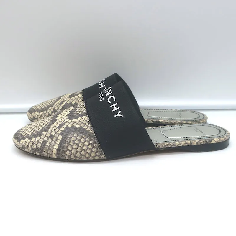 Givenchy Bedford Mules plates en cuir gris à motif python taille 38