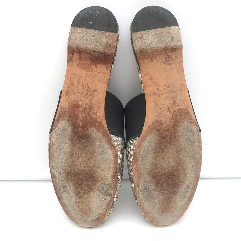 Givenchy Bedford Mules plates en cuir gris à motif python taille 38