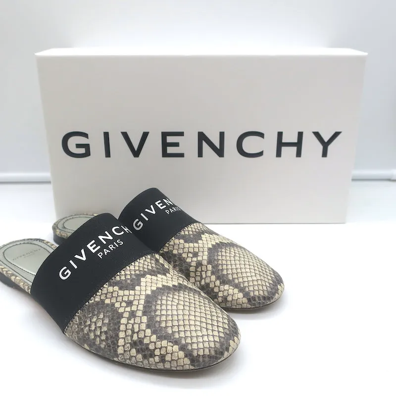 Givenchy Bedford Mules plates en cuir gris à motif python taille 38