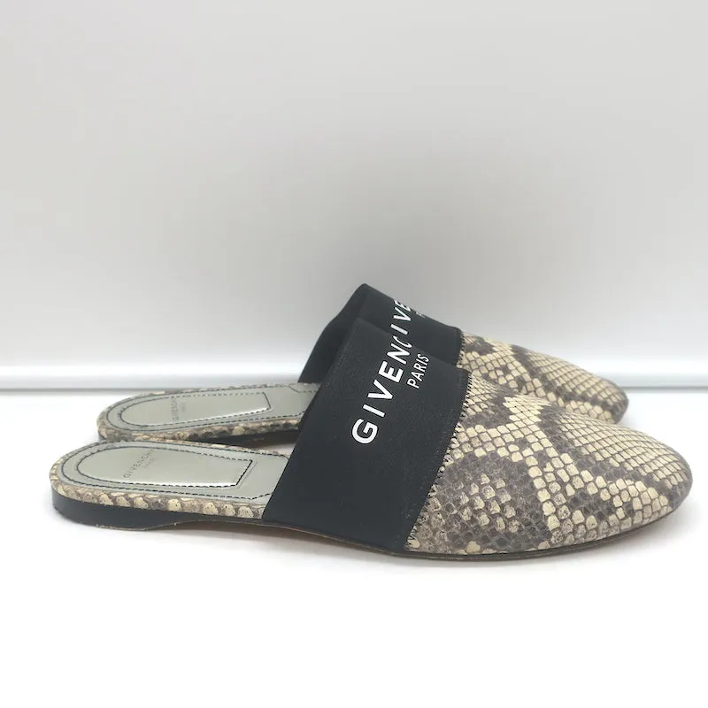 Givenchy Bedford Mules plates en cuir gris à motif python taille 38