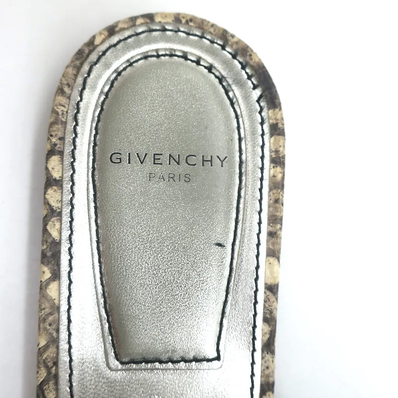 Givenchy Bedford Mules plates en cuir gris à motif python taille 38