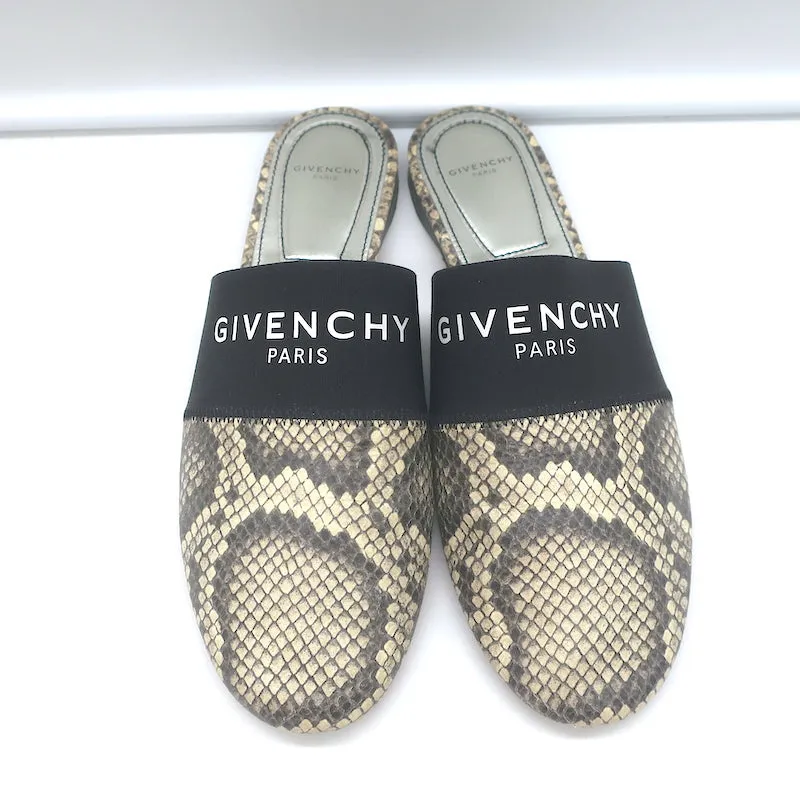 Givenchy Bedford Mules plates en cuir gris à motif python taille 38