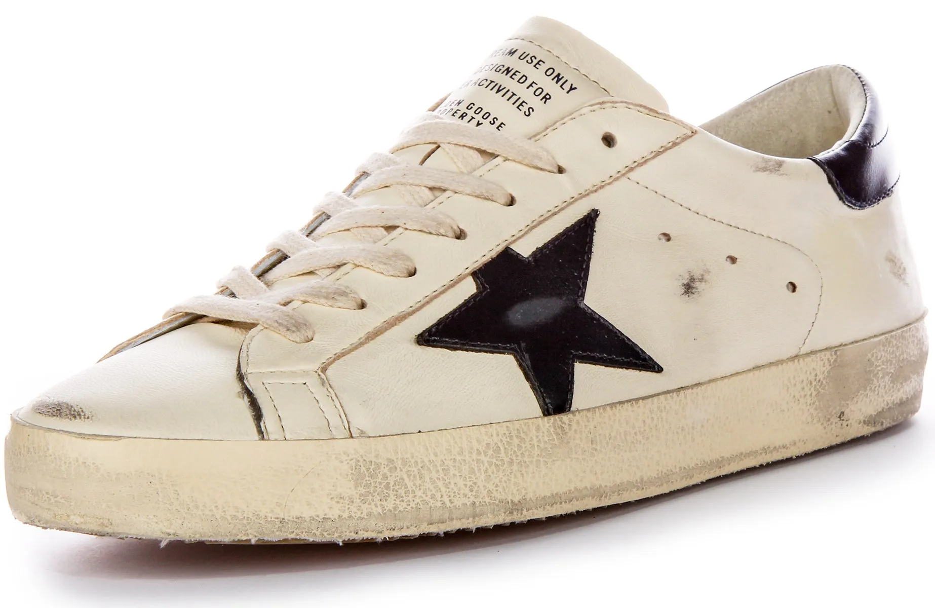 Golden Goose Super Star en blanc lavé et noir pour chaussures homme Golden Goose