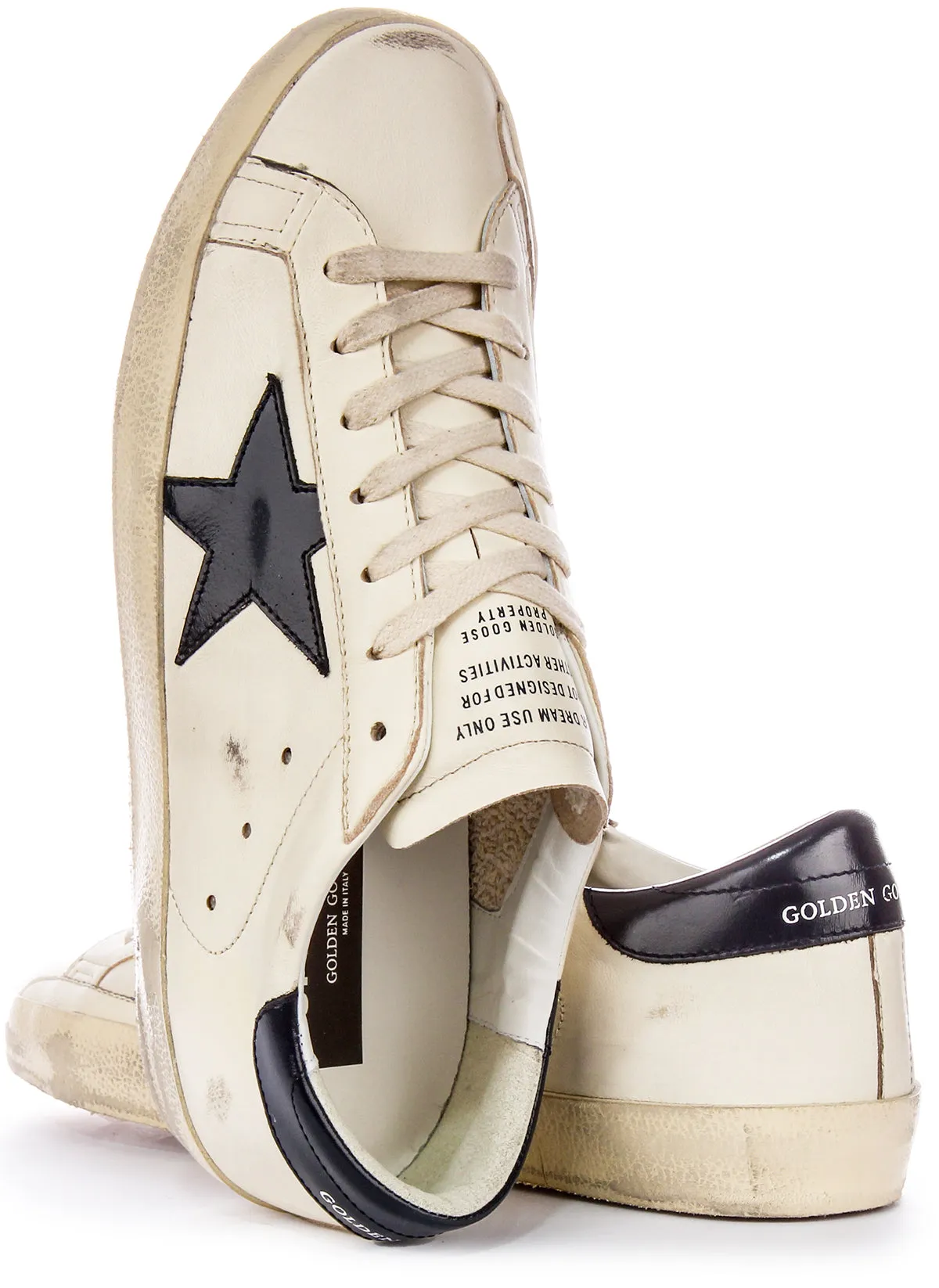 Golden Goose Super Star en blanc lavé et noir pour chaussures homme Golden Goose