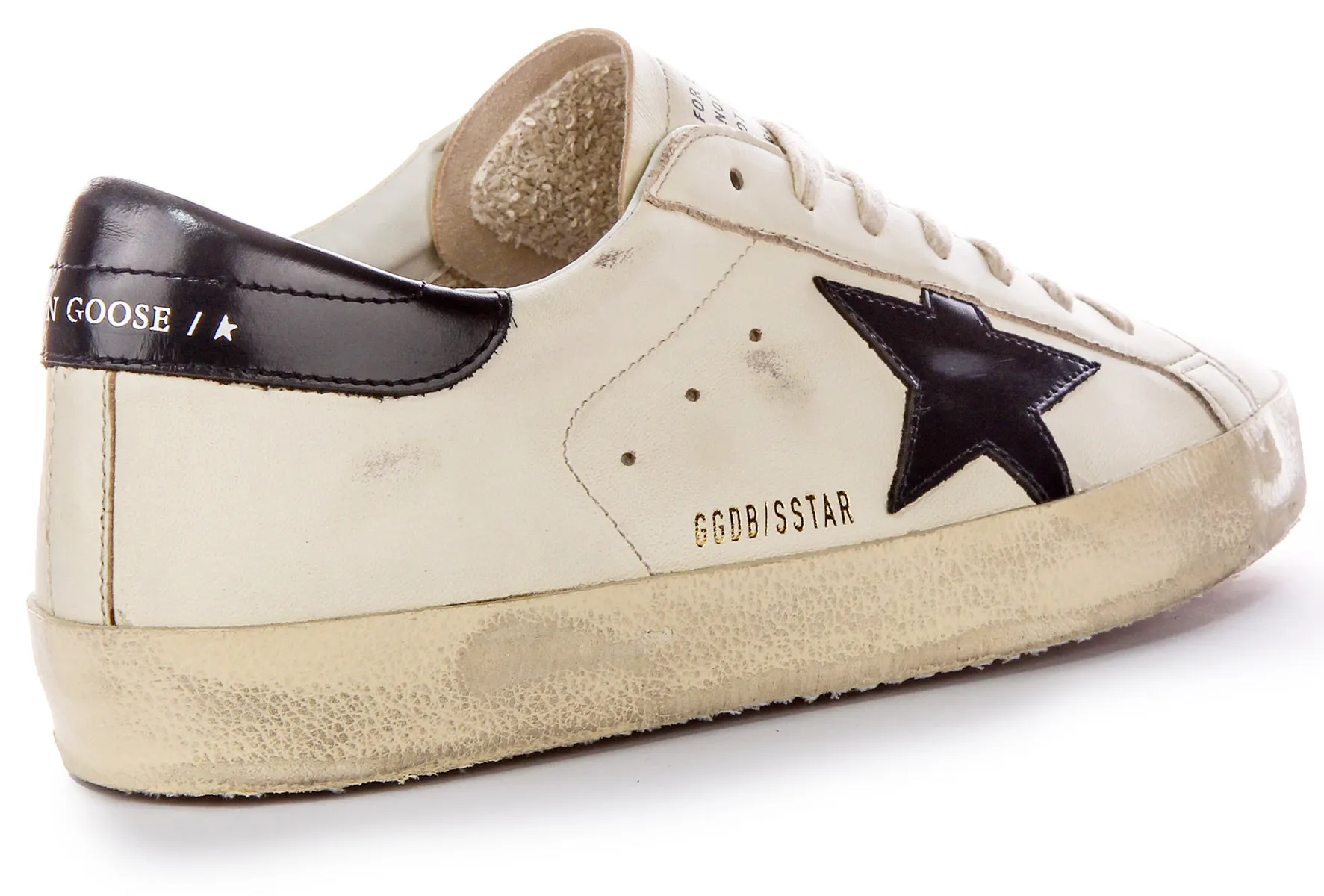 Golden Goose Super Star en blanc lavé et noir pour chaussures homme Golden Goose
