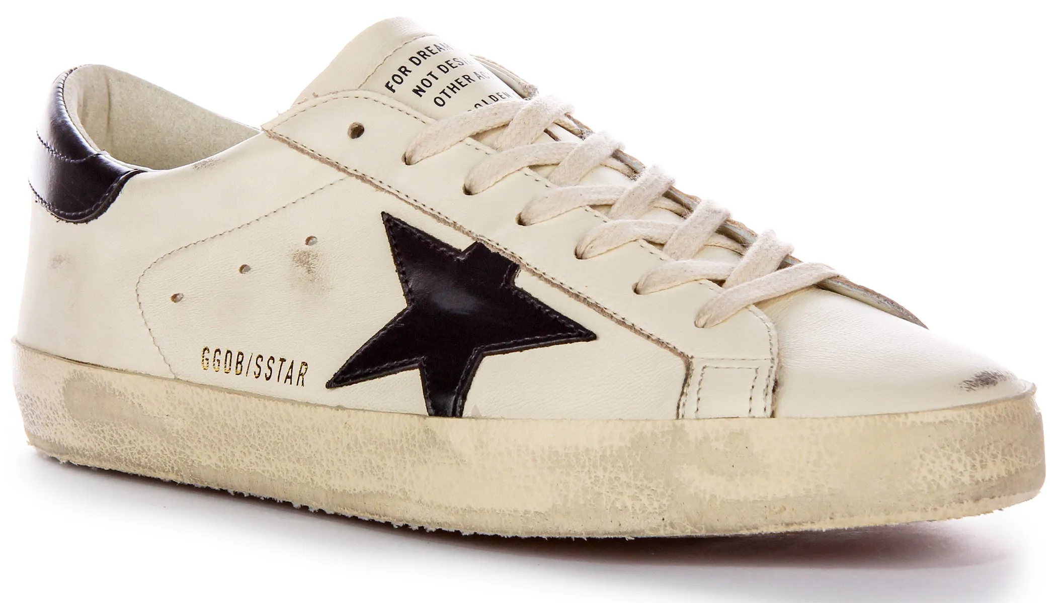 Golden Goose Super Star en blanc lavé et noir pour chaussures homme Golden Goose