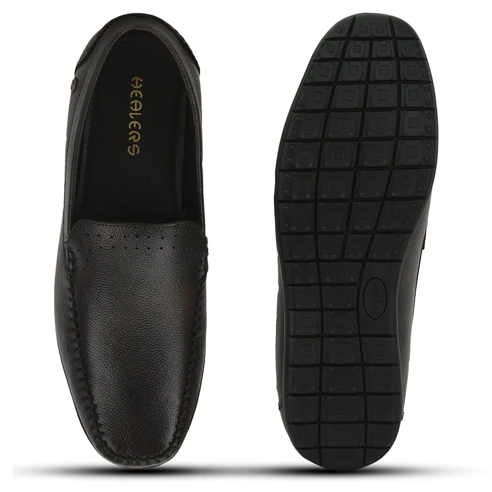 Mocassins décontractés sans lacets Healers pour hommes (Marron Foncé) JPL-271 Par Liberty