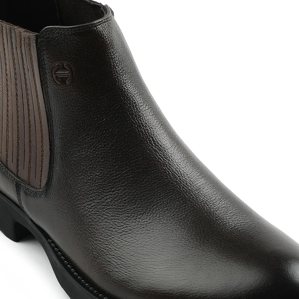 Bottes Chelsea Casual Marron Foncé Sans Lacets Pour Hommes J757-01 Par Liberty