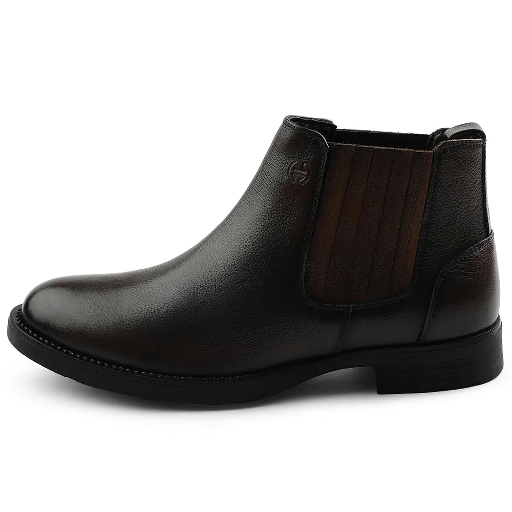 Bottes Chelsea Casual Marron Foncé Sans Lacets Pour Hommes J757-01 Par Liberty
