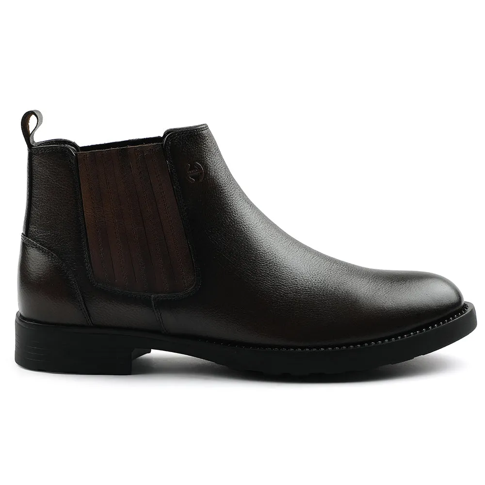 Bottes Chelsea Casual Marron Foncé Sans Lacets Pour Hommes J757-01 Par Liberty