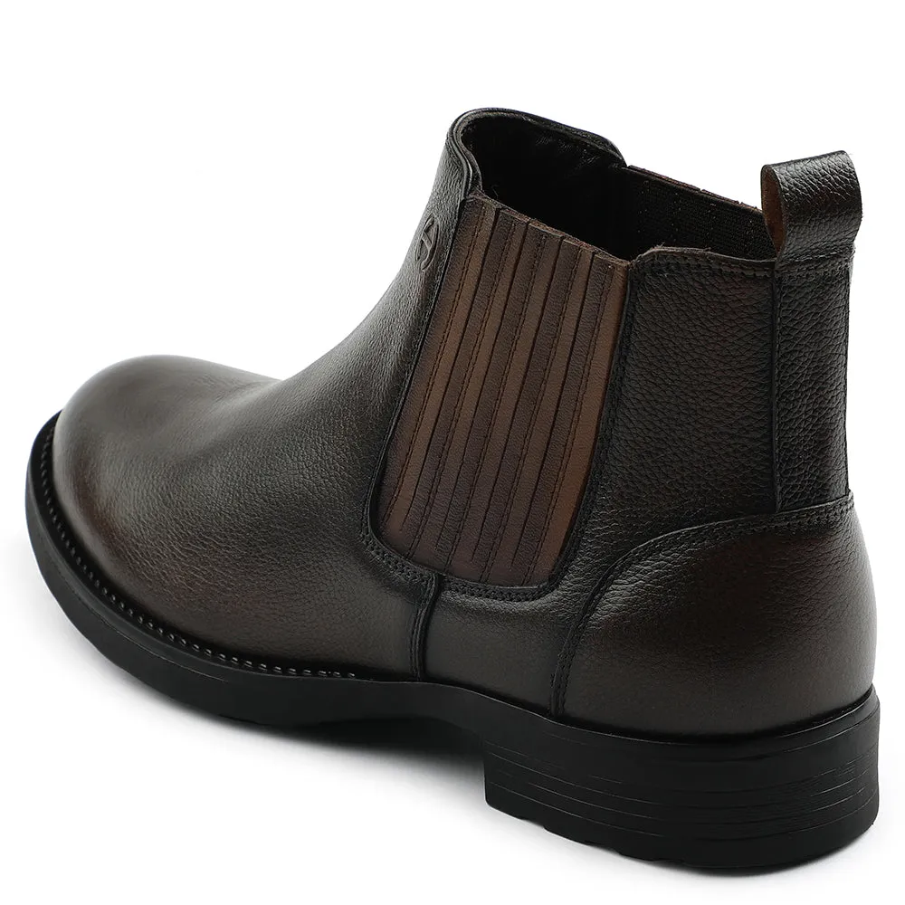 Bottes Chelsea Casual Marron Foncé Sans Lacets Pour Hommes J757-01 Par Liberty