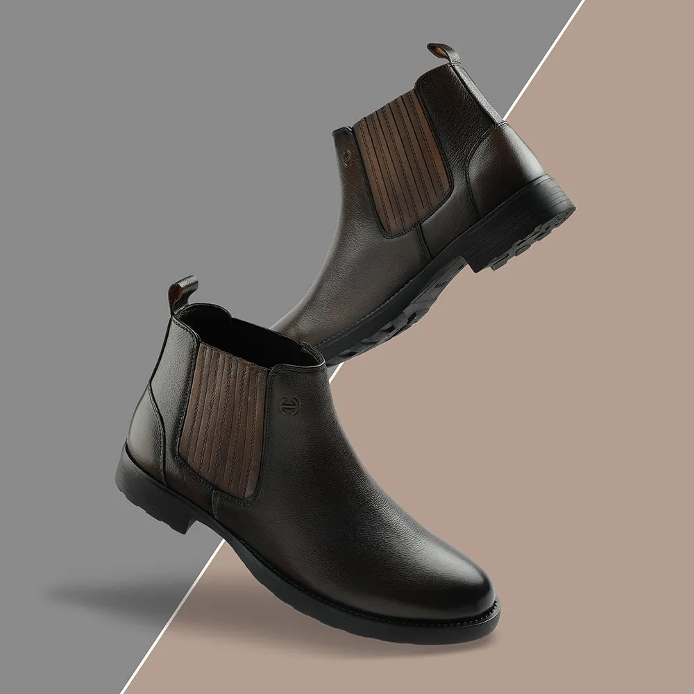 Bottes Chelsea Casual Marron Foncé Sans Lacets Pour Hommes J757-01 Par Liberty