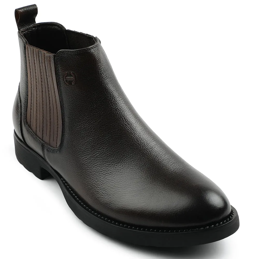 Bottes Chelsea Casual Marron Foncé Sans Lacets Pour Hommes J757-01 Par Liberty