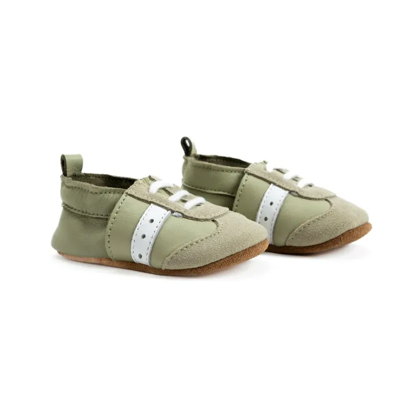Hi Hop Mes Premières Baskets en Cuir Vert 0-6 mois