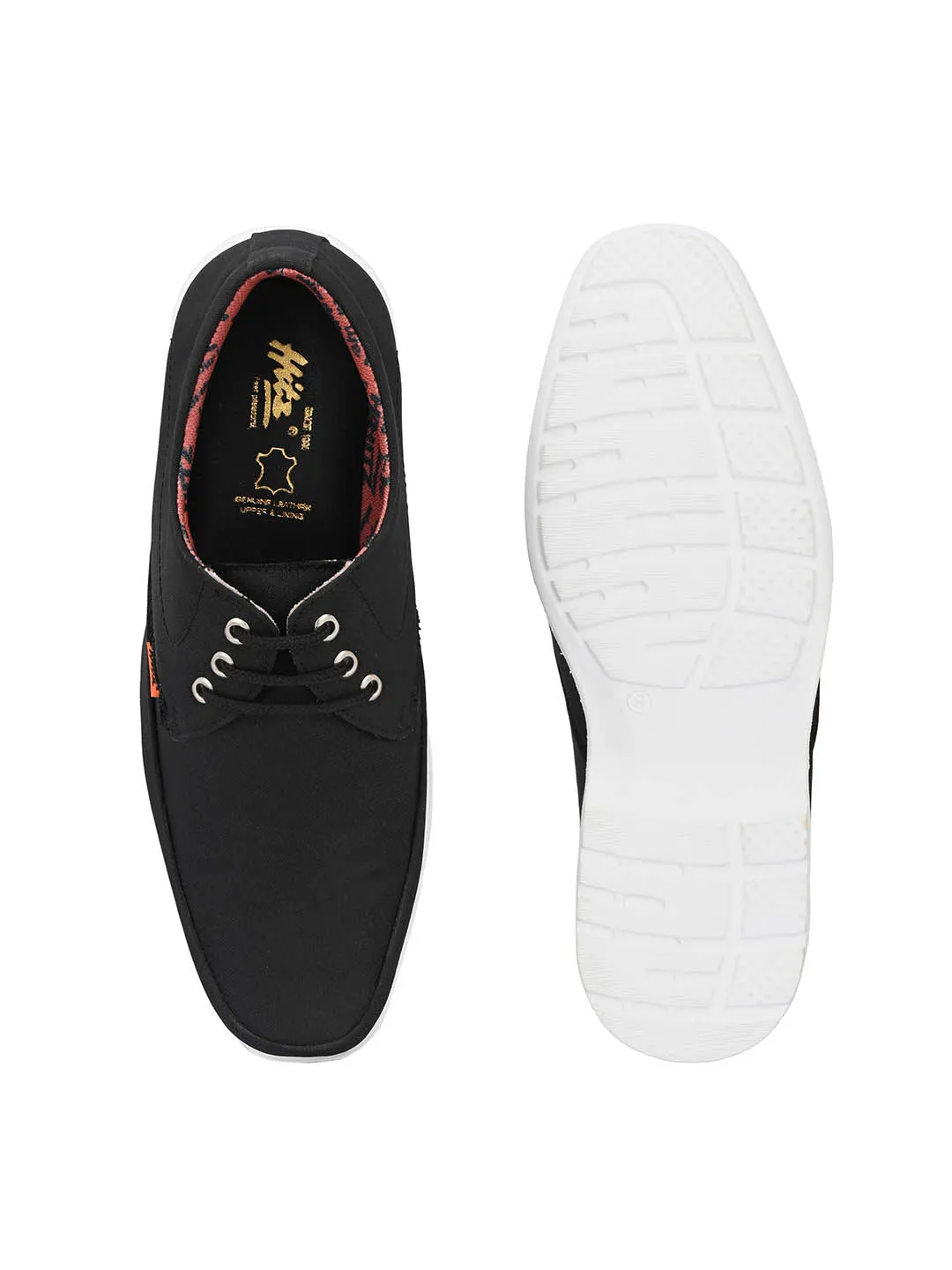 Chaussures décontractées confortables à lacets en tissu noir pour hommes Hitz