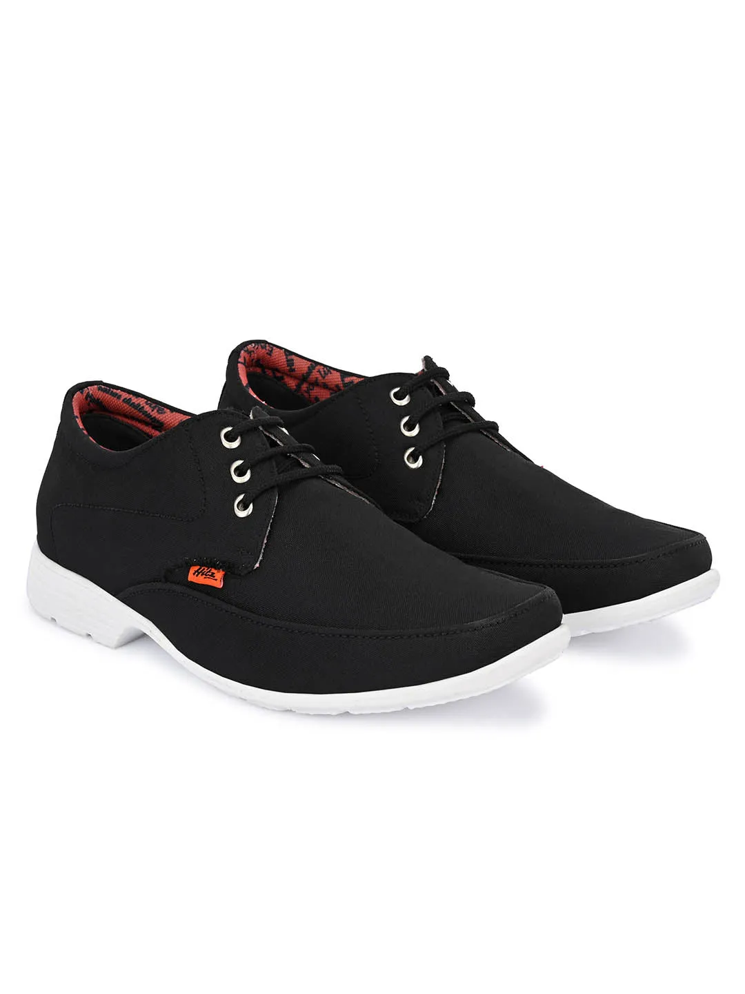 Chaussures décontractées confortables à lacets en tissu noir pour hommes Hitz