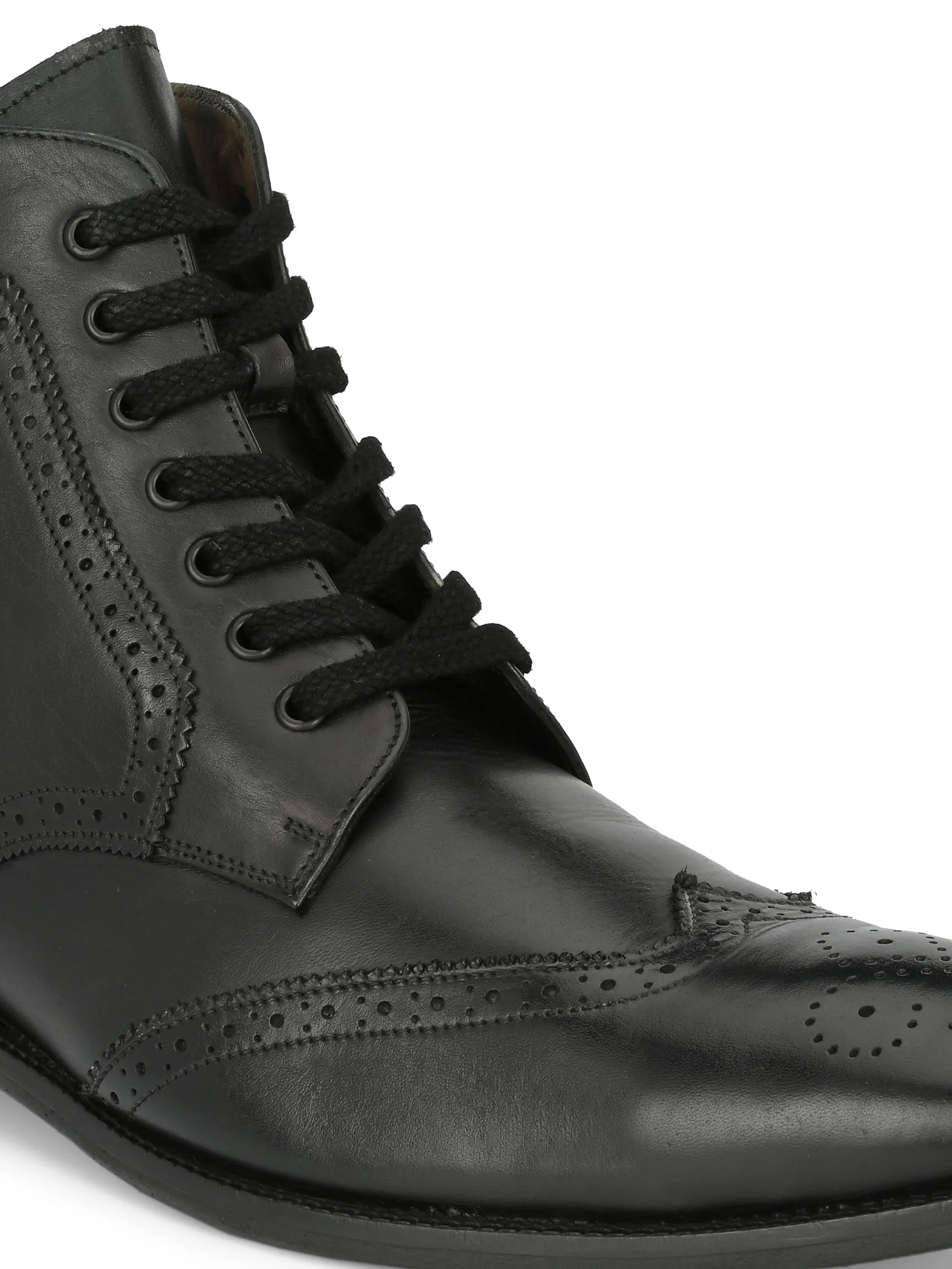 Bottes cheville en cuir noir à lacets pour hommes Hitz