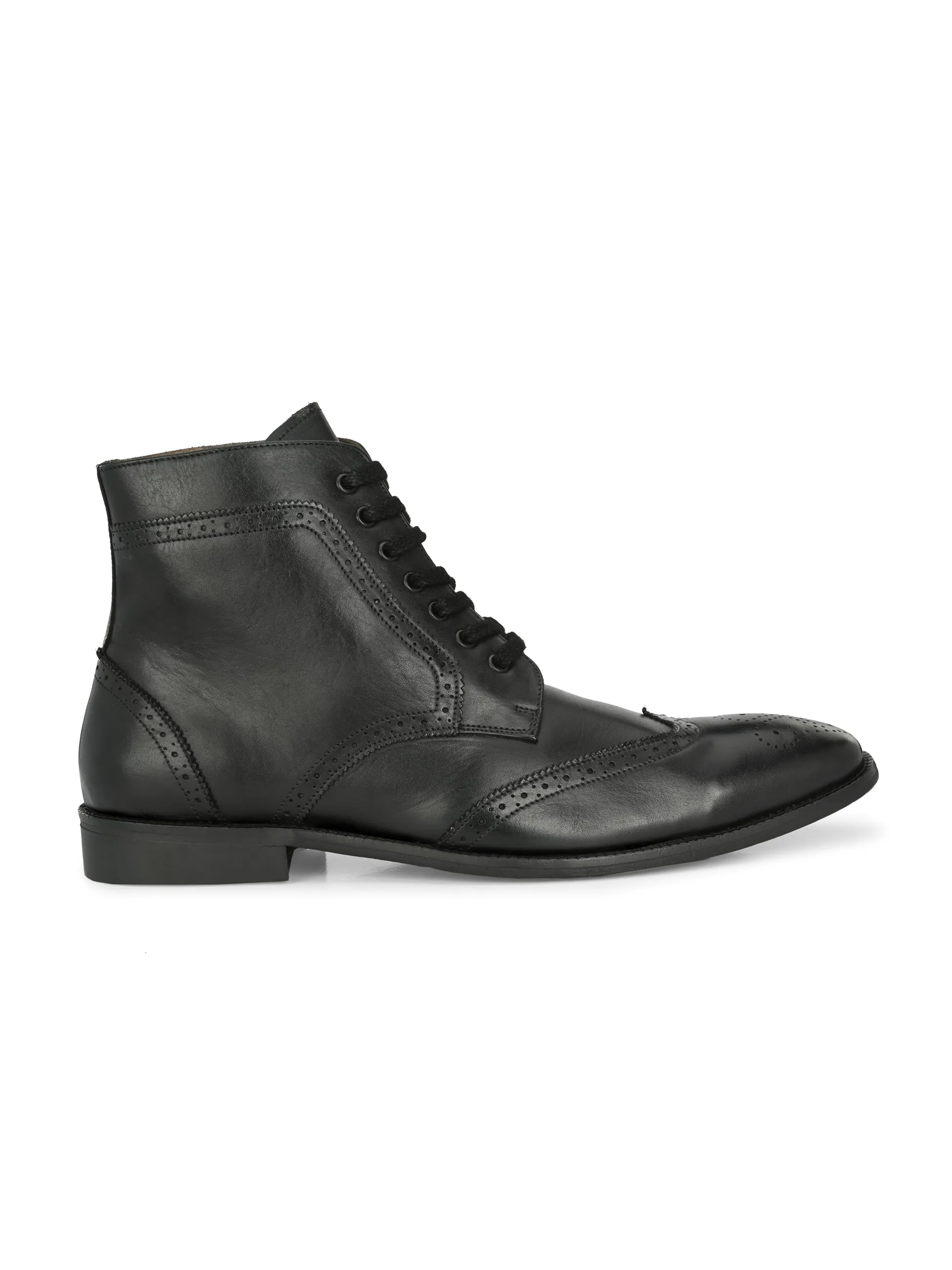 Bottes cheville en cuir noir à lacets pour hommes Hitz