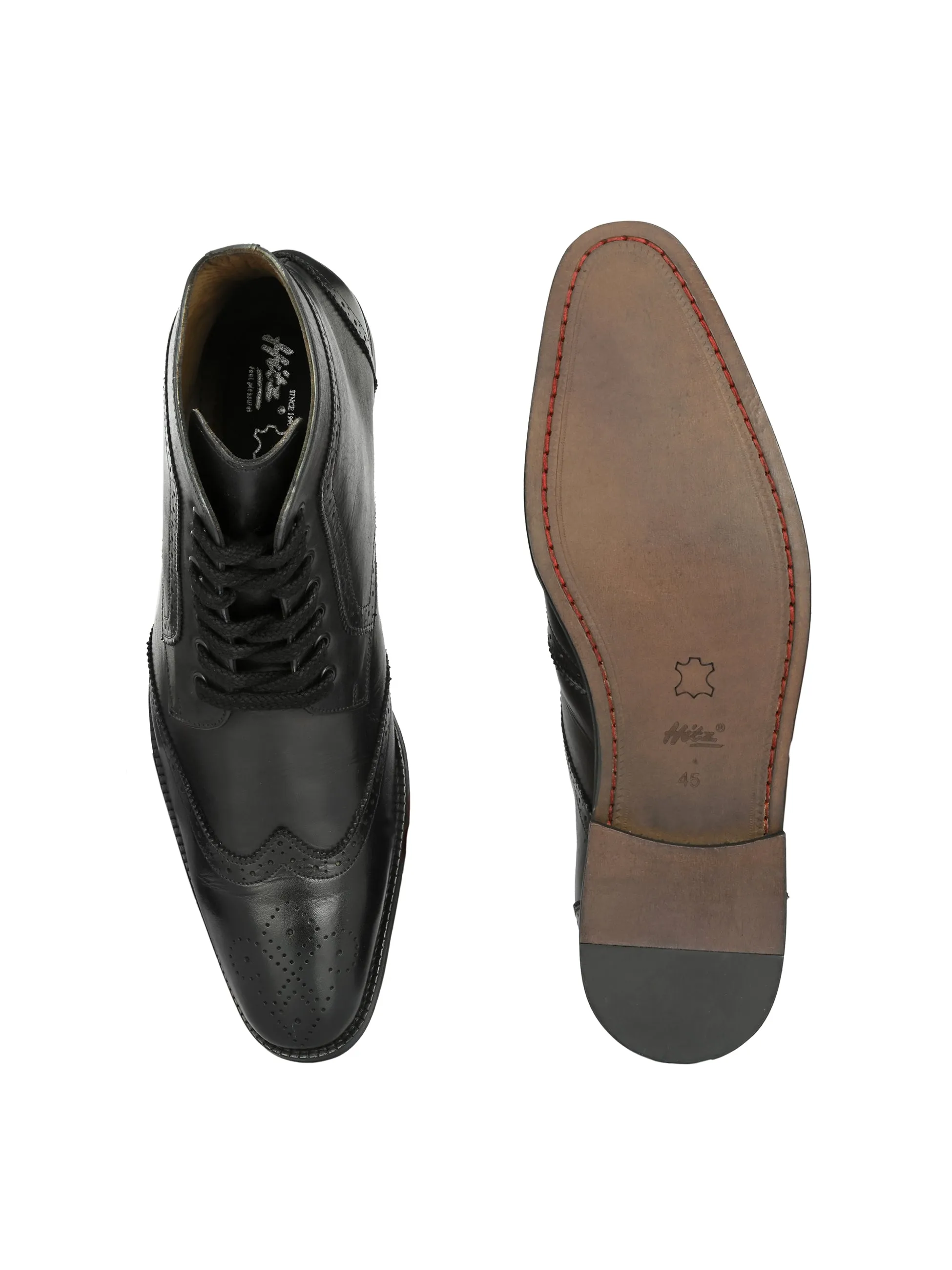 Bottes cheville en cuir noir à lacets pour hommes Hitz
