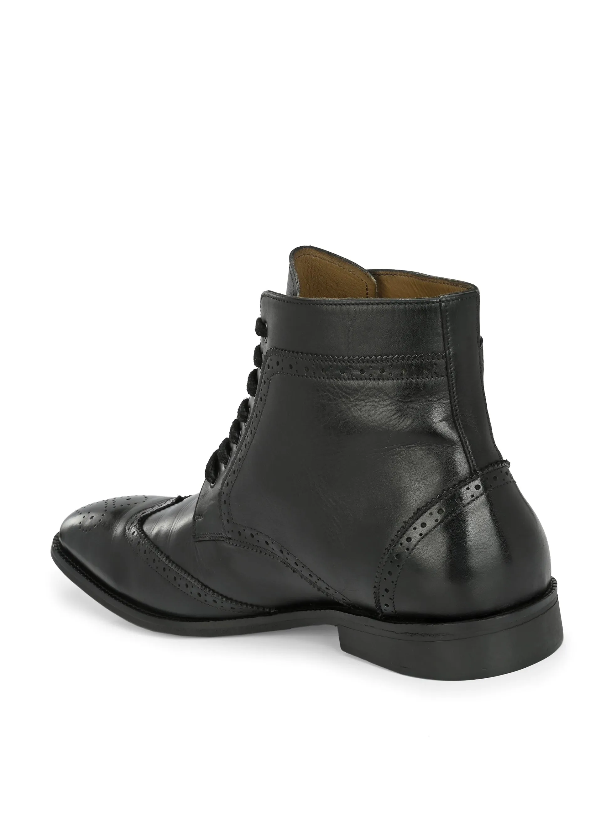 Bottes cheville en cuir noir à lacets pour hommes Hitz