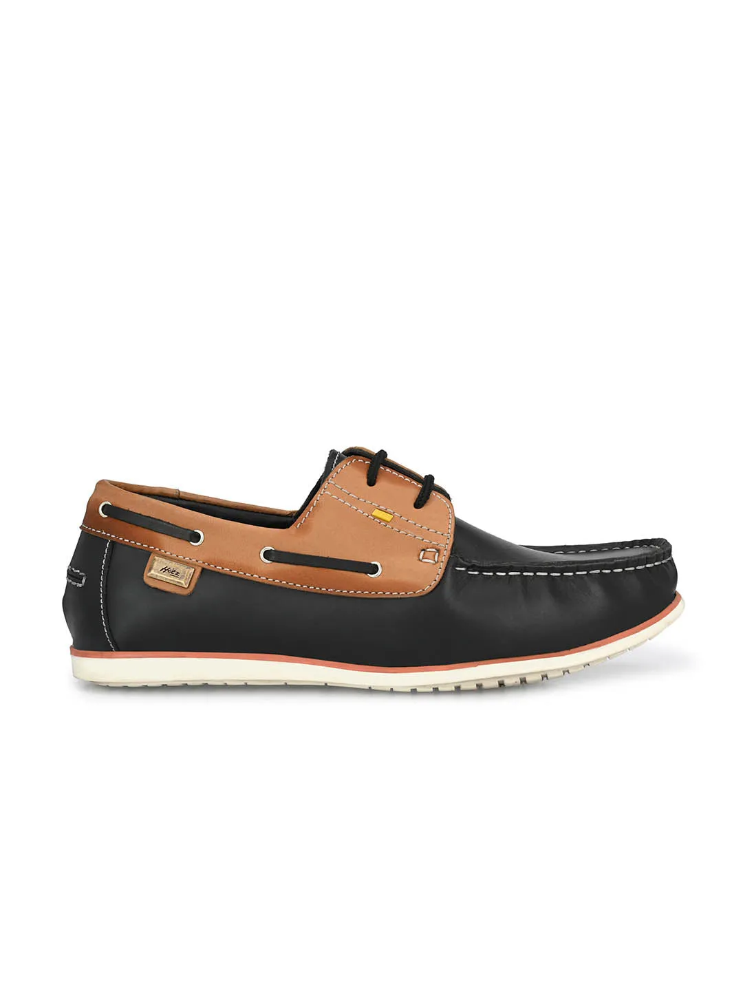 Chaussures bateau en cuir noir pour hommes à lacets Hitz