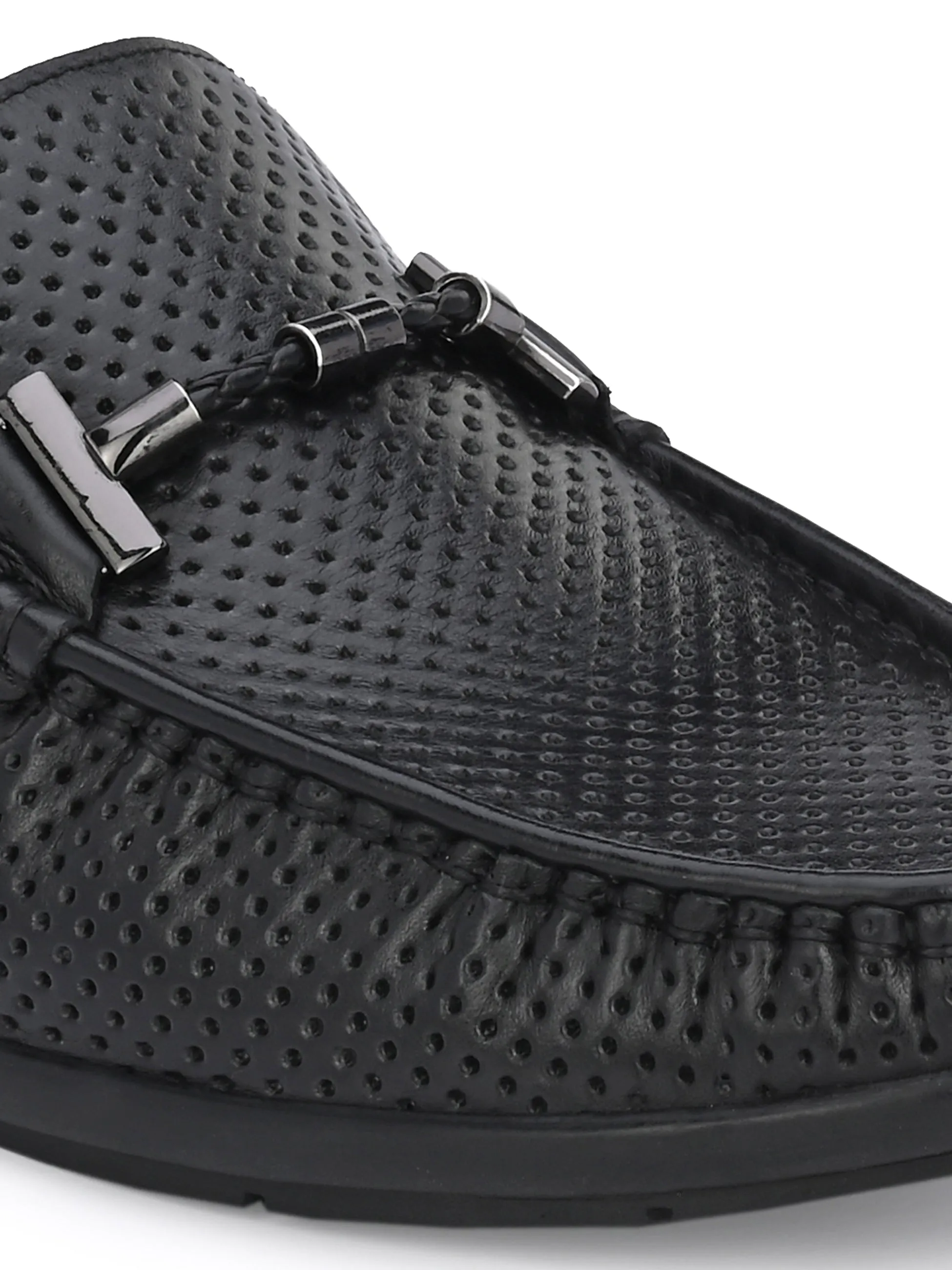 Mocassins en cuir noir pour hommes Hitz