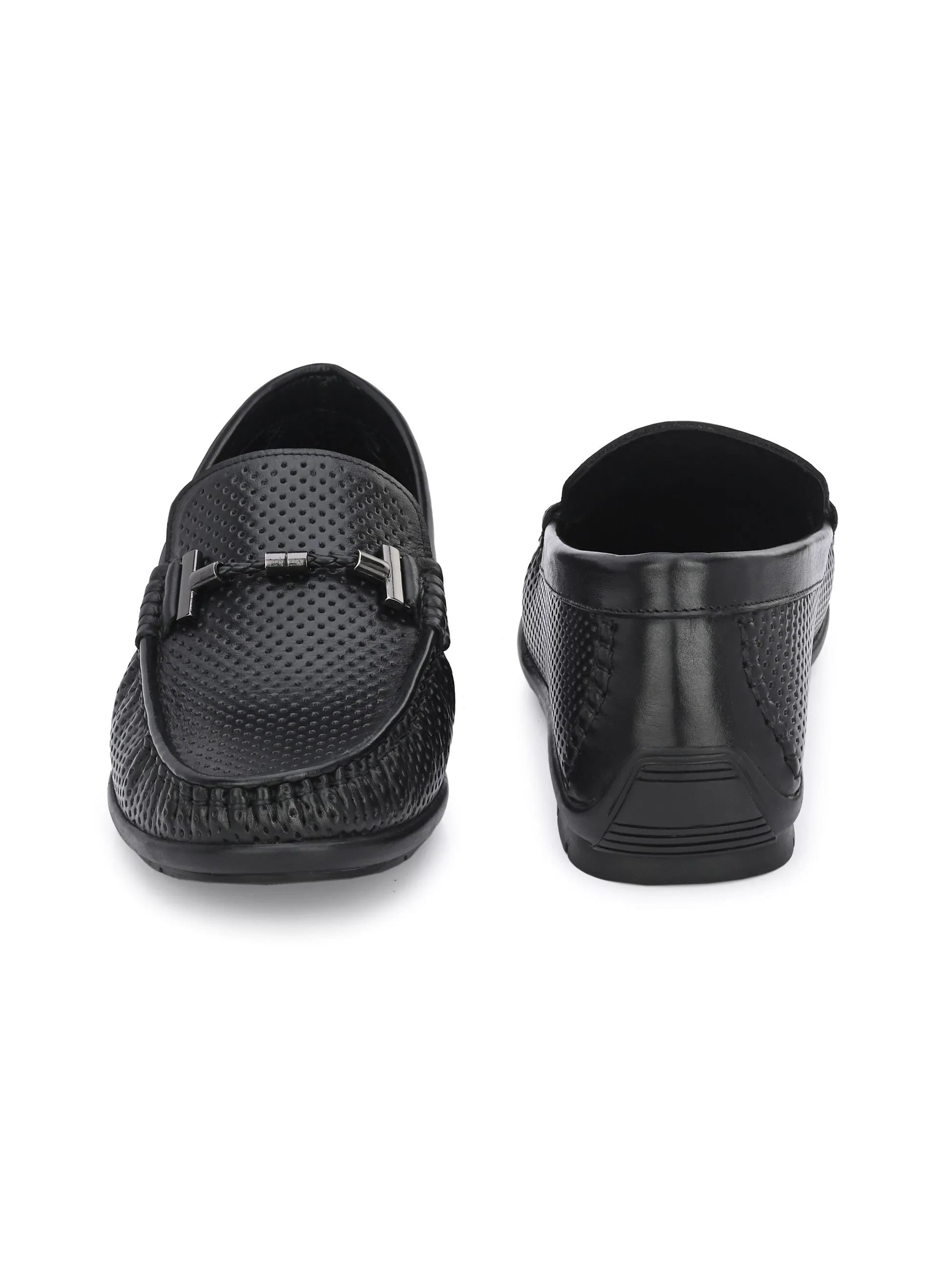 Mocassins en cuir noir pour hommes Hitz