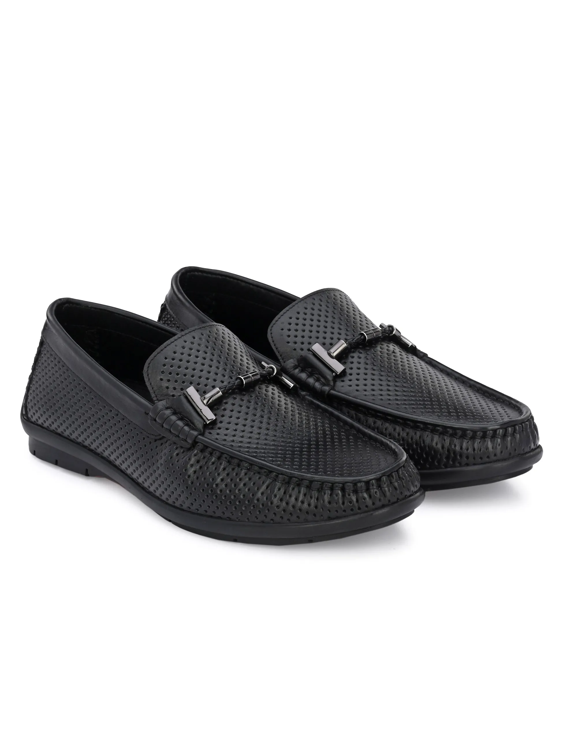Mocassins en cuir noir pour hommes Hitz