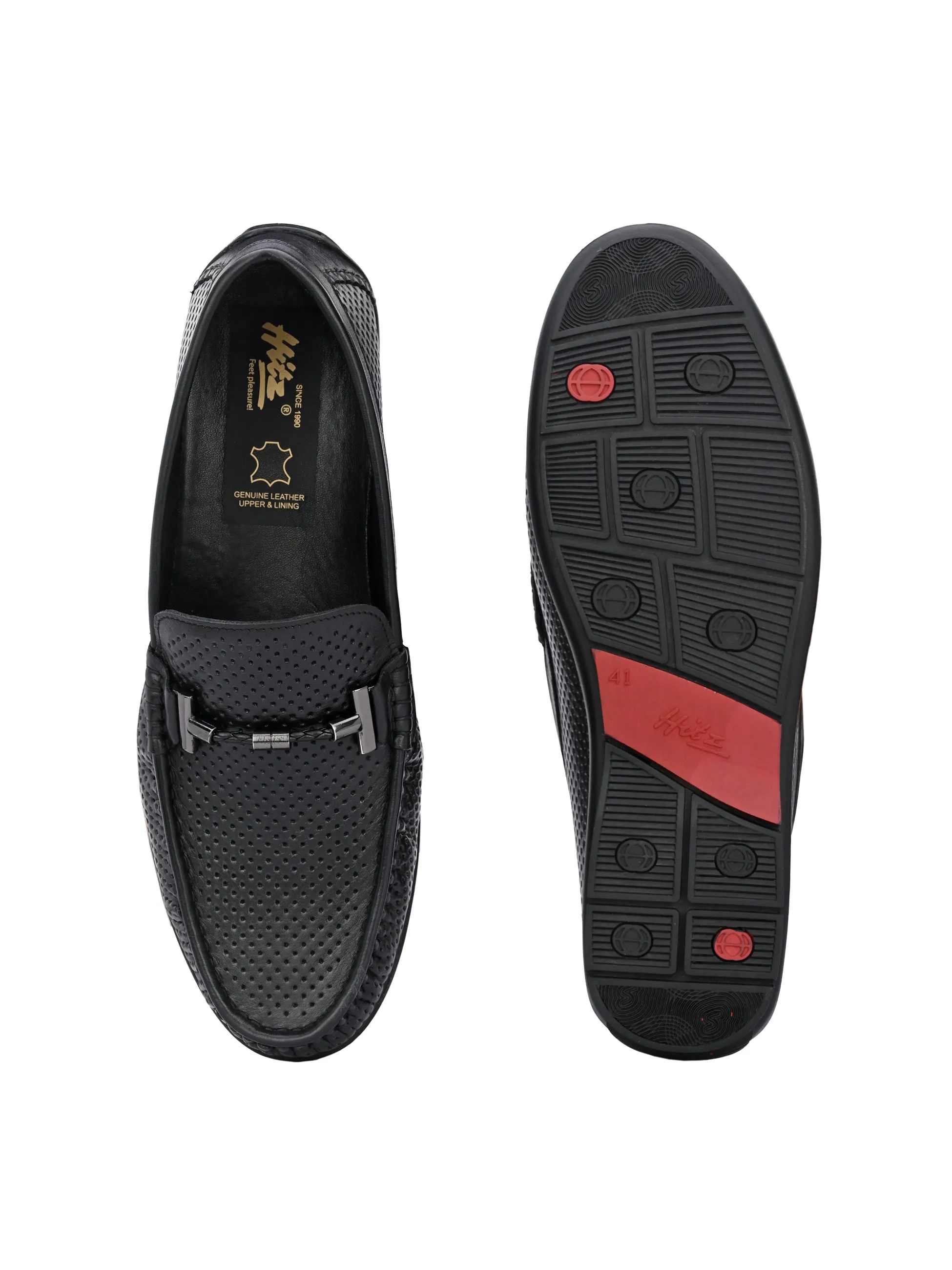 Mocassins en cuir noir pour hommes Hitz
