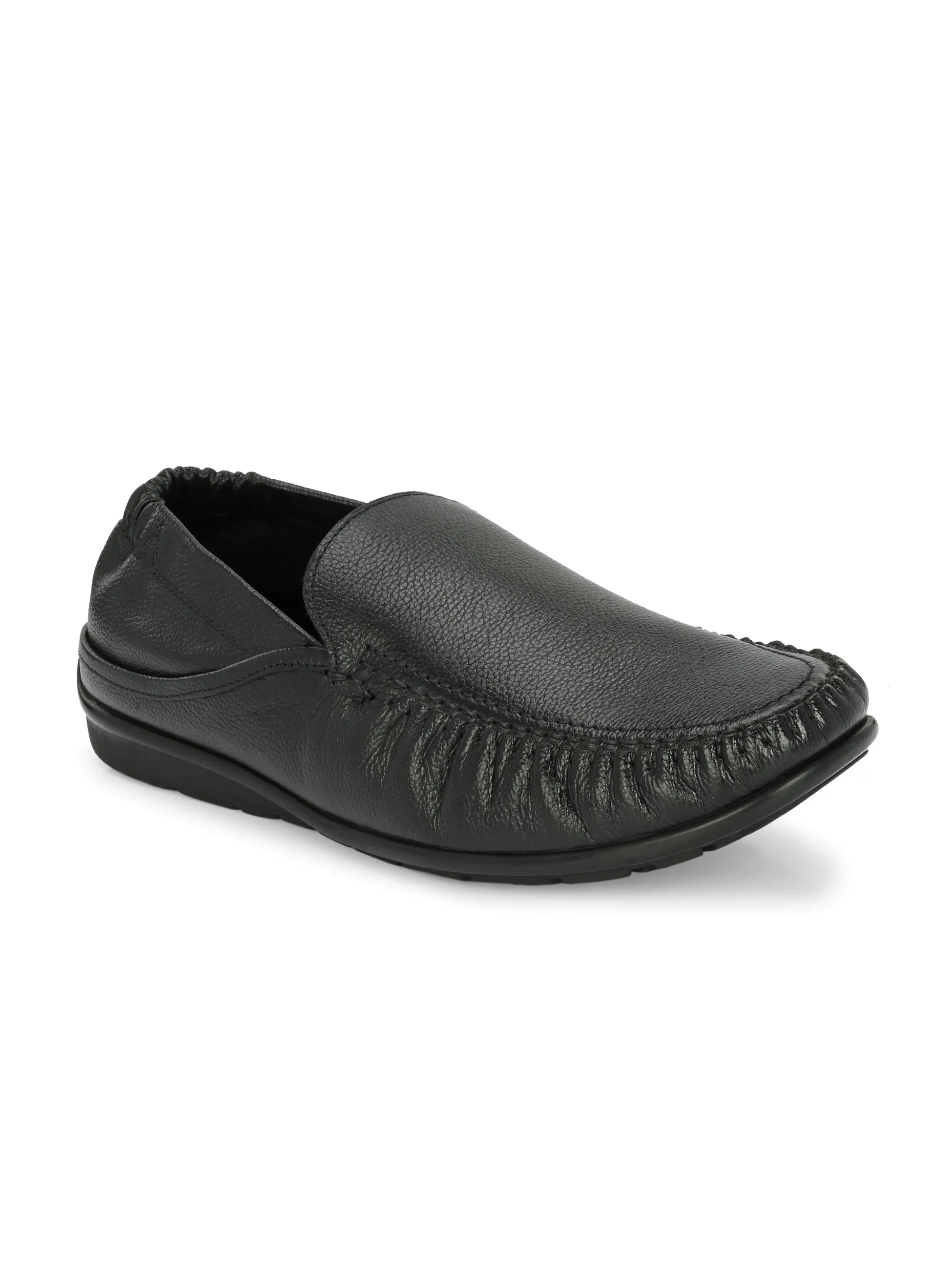 Chaussures Hitz pour Homme en Cuir Noir à Enfiler Mocassins Confortables