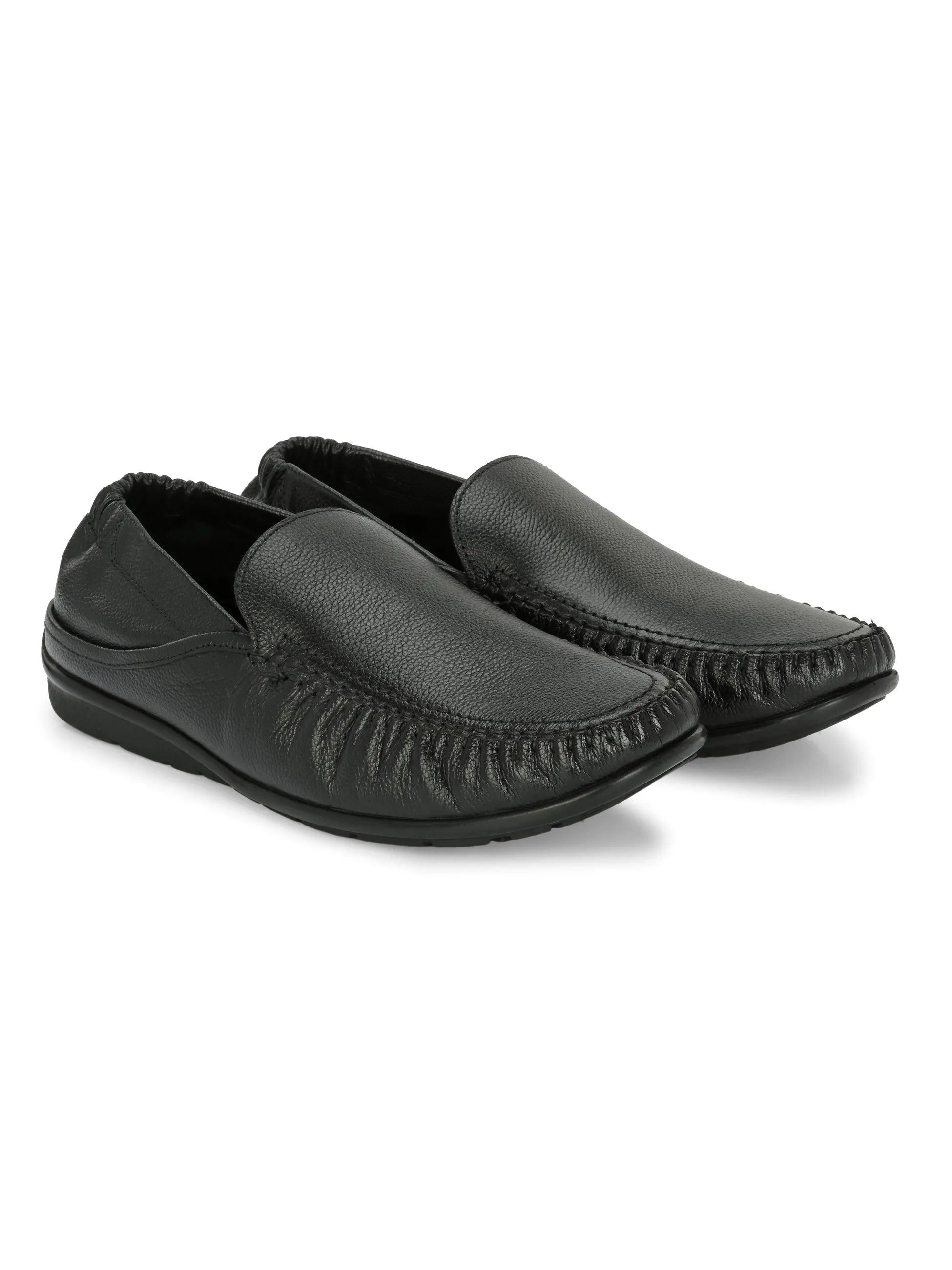 Chaussures Hitz pour Homme en Cuir Noir à Enfiler Mocassins Confortables