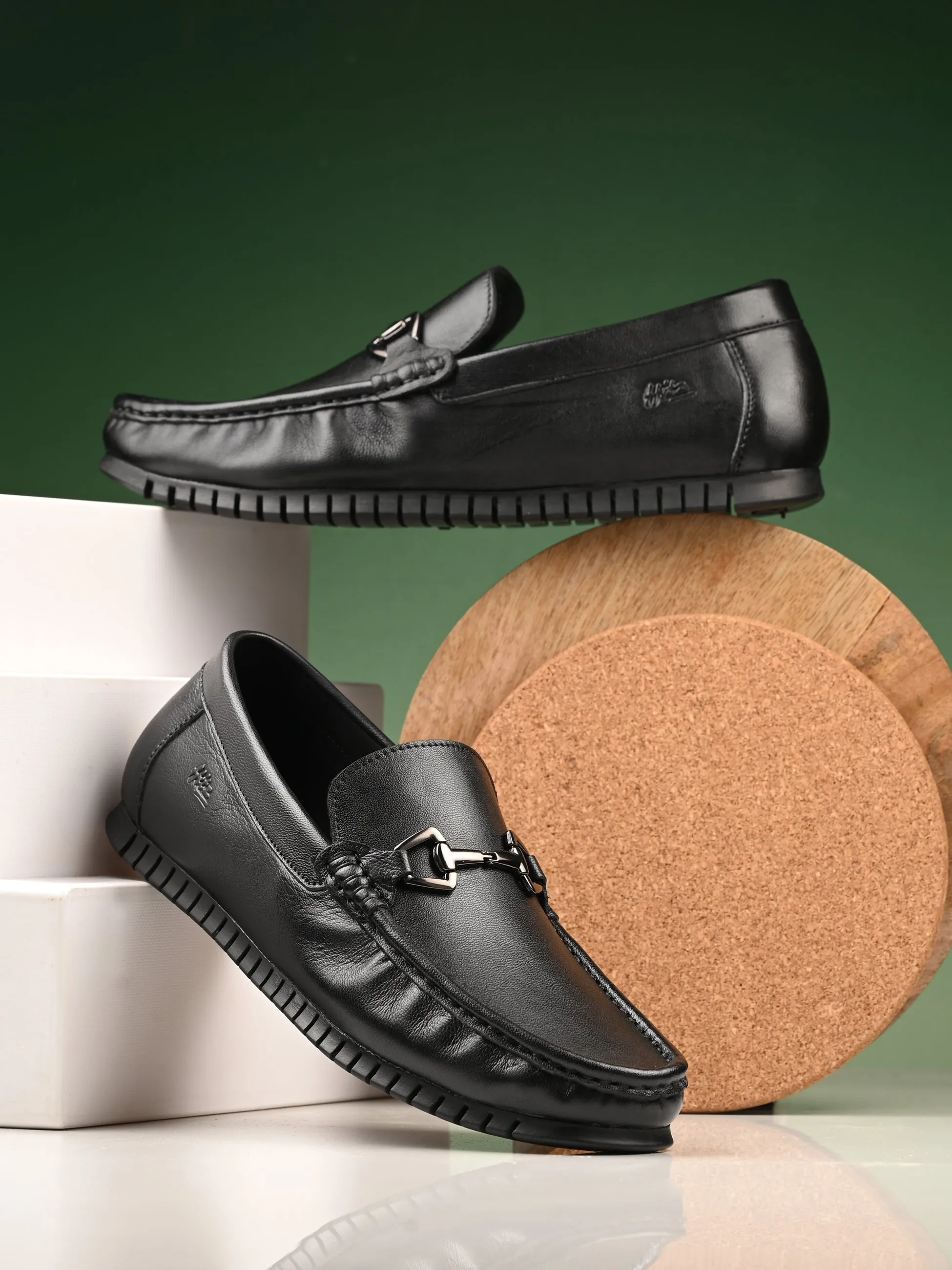 Chaussures Hitz pour Homme en Cuir Noir à Enfiler Mocassins Confortables