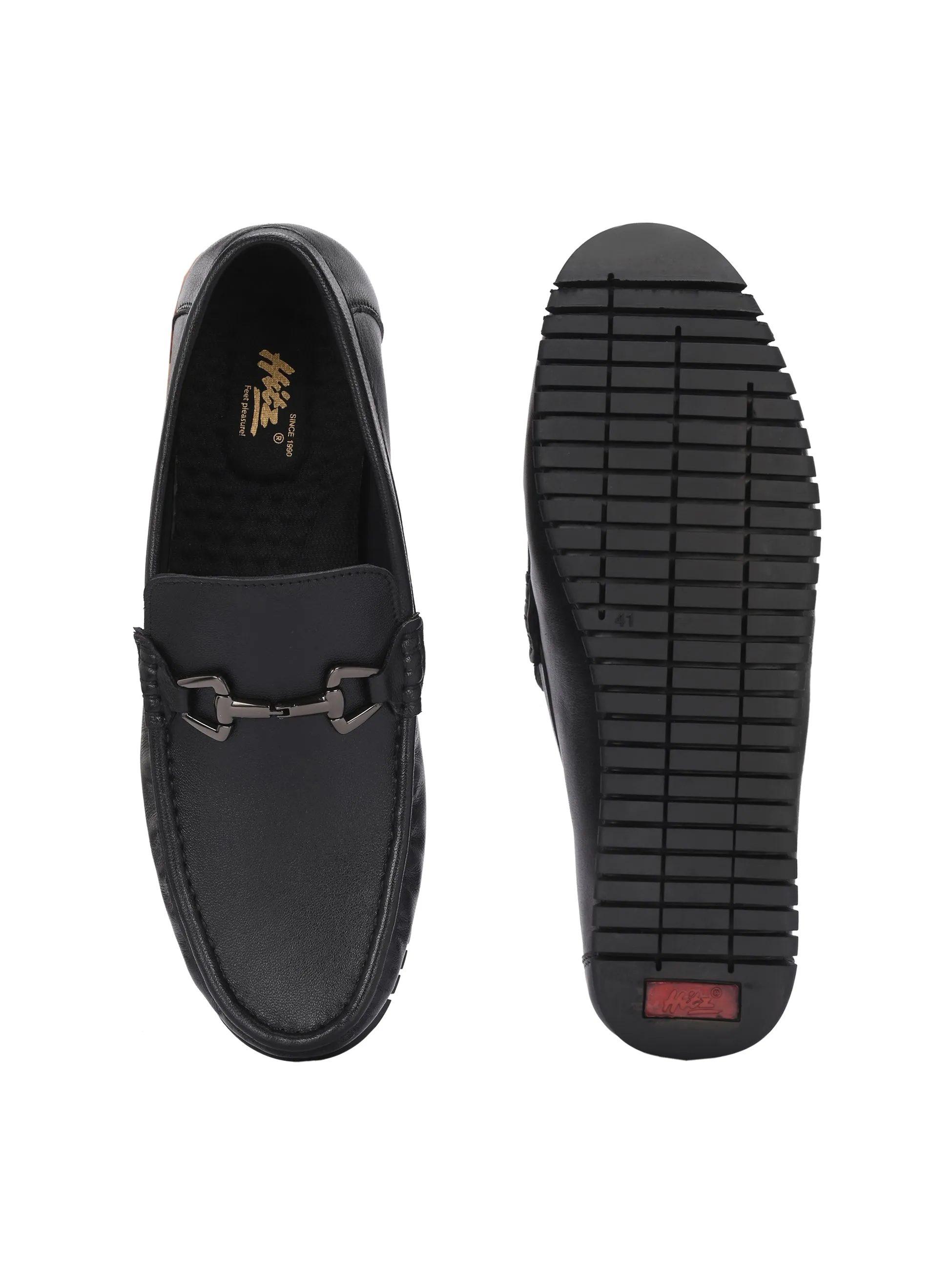 Chaussures Hitz pour Homme en Cuir Noir à Enfiler Mocassins Confortables