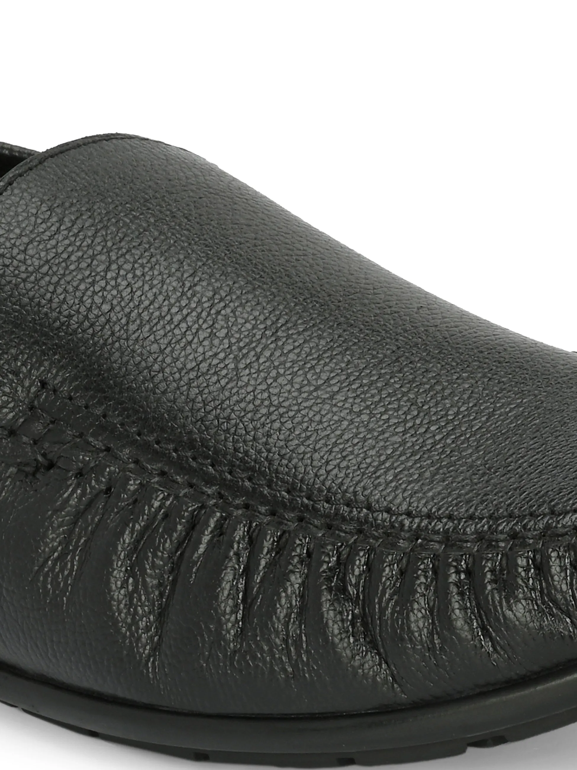 Chaussures Hitz pour Homme en Cuir Noir à Enfiler Mocassins Confortables