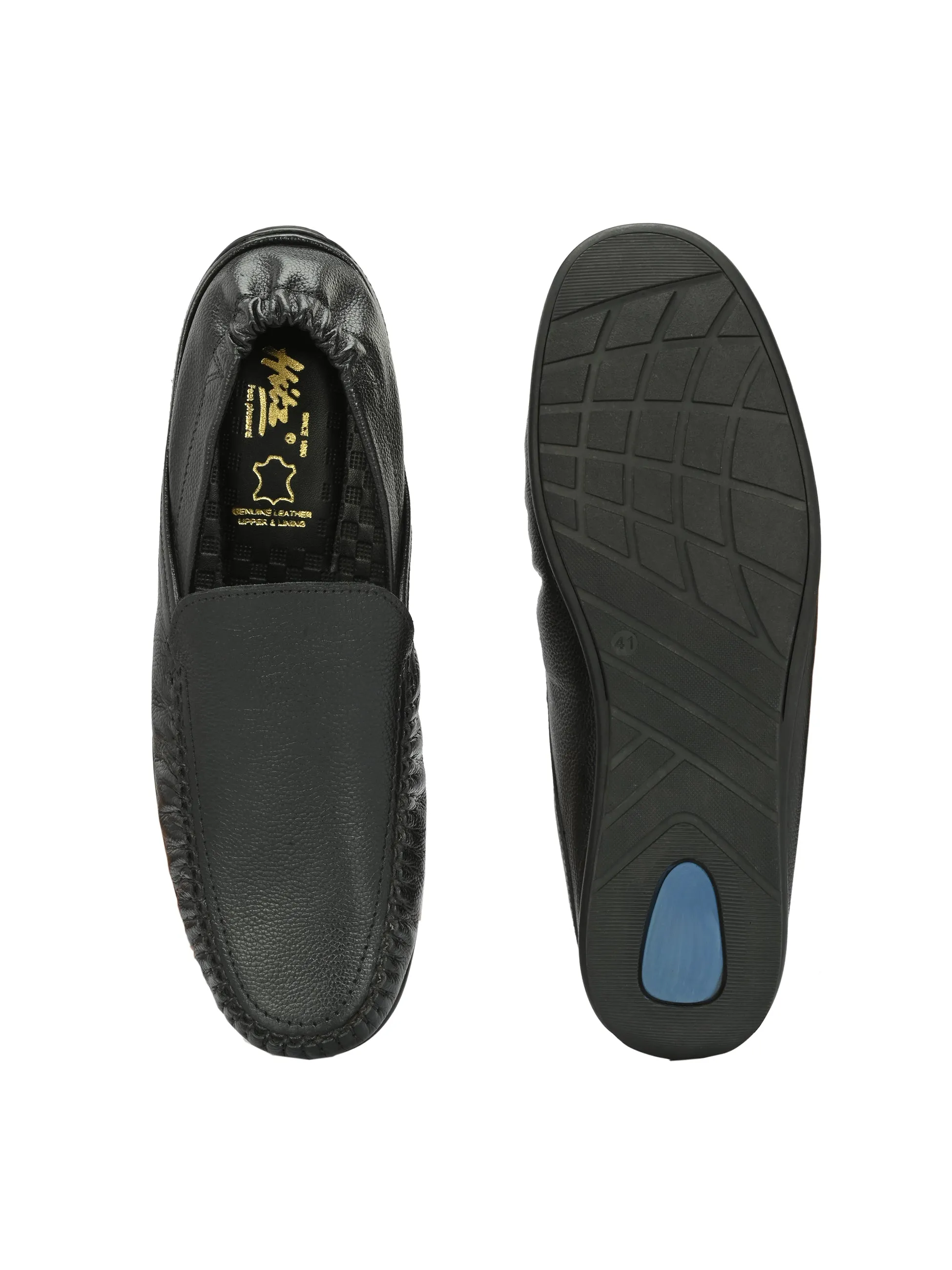 Chaussures Hitz pour Homme en Cuir Noir à Enfiler Mocassins Confortables
