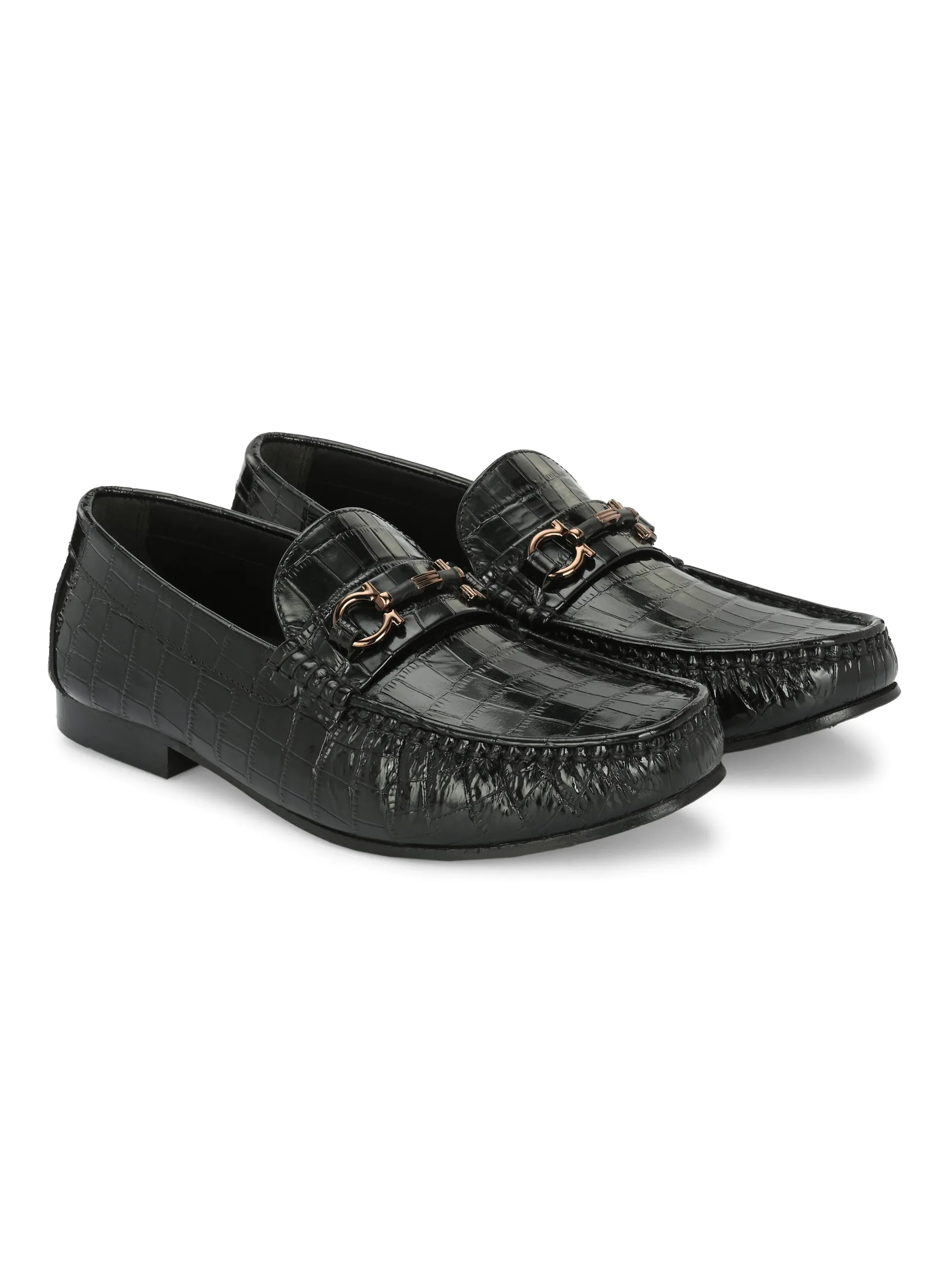 Mocassins Hitz pour Homme en Cuir Noir à Enfiler, Confortables pour Soirée
