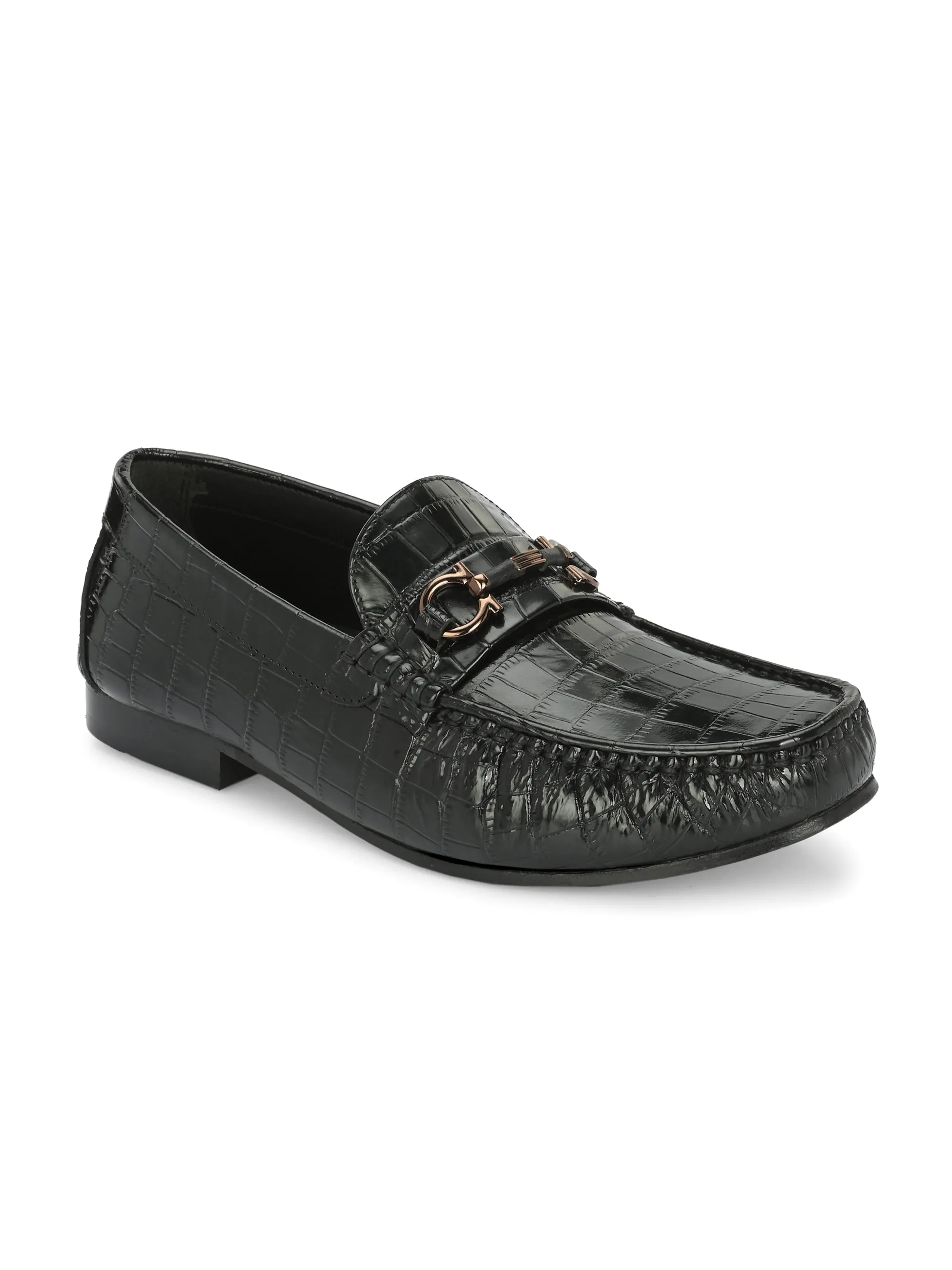 Mocassins Hitz pour Homme en Cuir Noir à Enfiler, Confortables pour Soirée