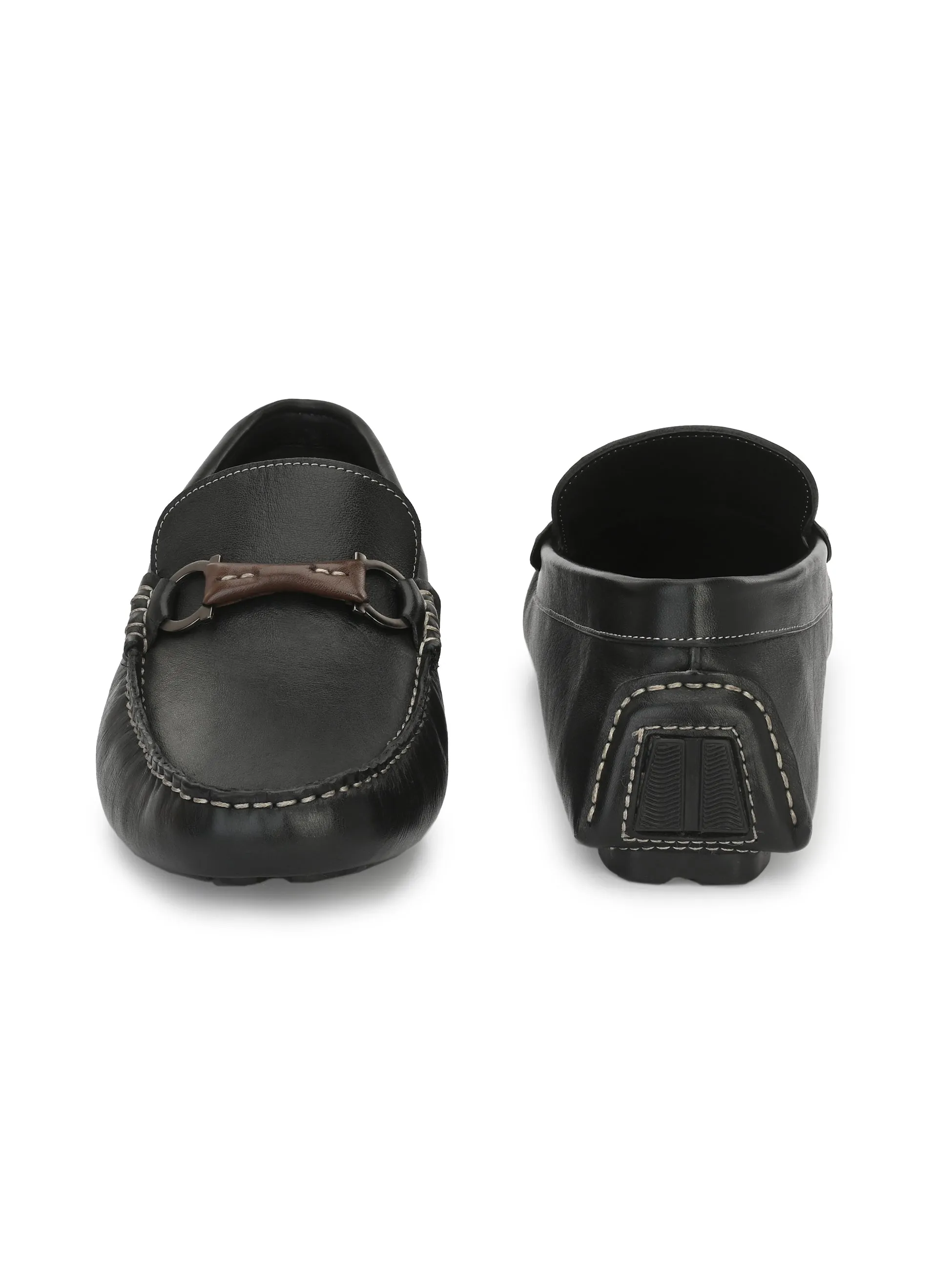 Mocassins Hitz à enfiler en cuir noir pour hommes