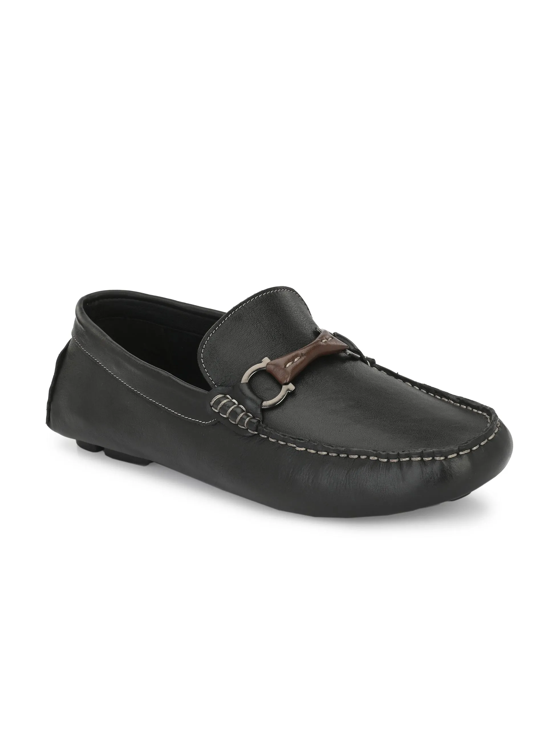 Mocassins Hitz à enfiler en cuir noir pour hommes